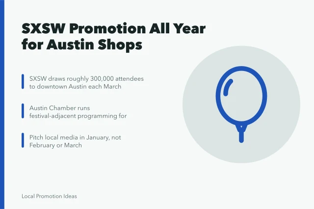 Calendar icon for year-round SXSW promotion planning for Austin small businesses. How Austin small businesses use SXSW for year round promotion
