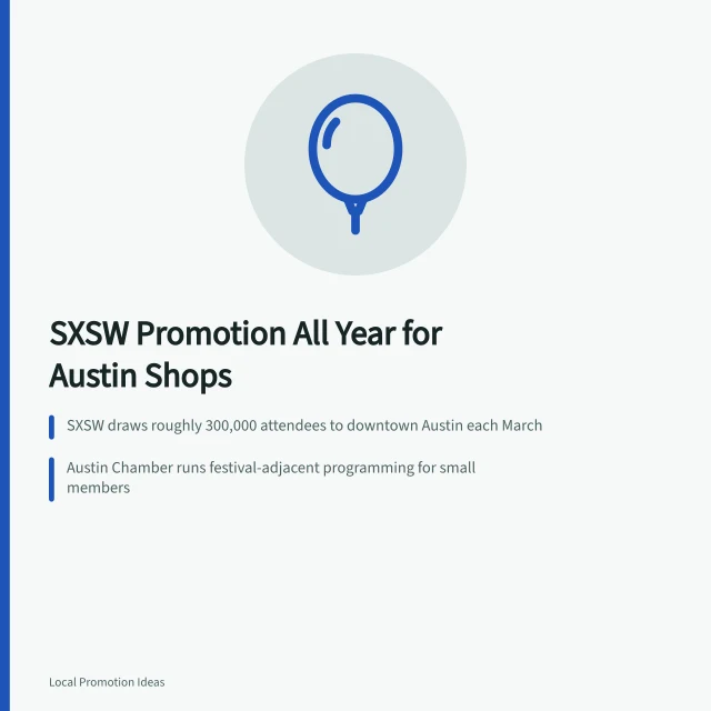 Calendar icon for year-round SXSW promotion planning for Austin small businesses. How Austin small businesses use SXSW for year round promotion