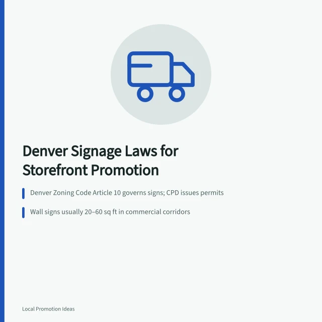 Card summarizing Denver signage size, permit, and temporary sign rules. 3 Denver signage laws that affect outdoor local promotion