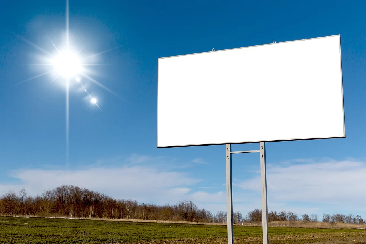billboard, advertising, advert, business, frame, communication, grass, sky, advertise, nature, advertisement, announcement, banner, bill, blank, board, canvas, commercial. FTC rules for local ads, what US small businesses must disclose