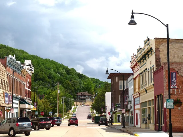 wisconsin, town, downtown, buildings, quaint, vehicles, street, road, traffic, forest, trees, sky, nature, clouds, summer, spring, outside. How to Improve Local SEO for Small Businesses: A Practical Read