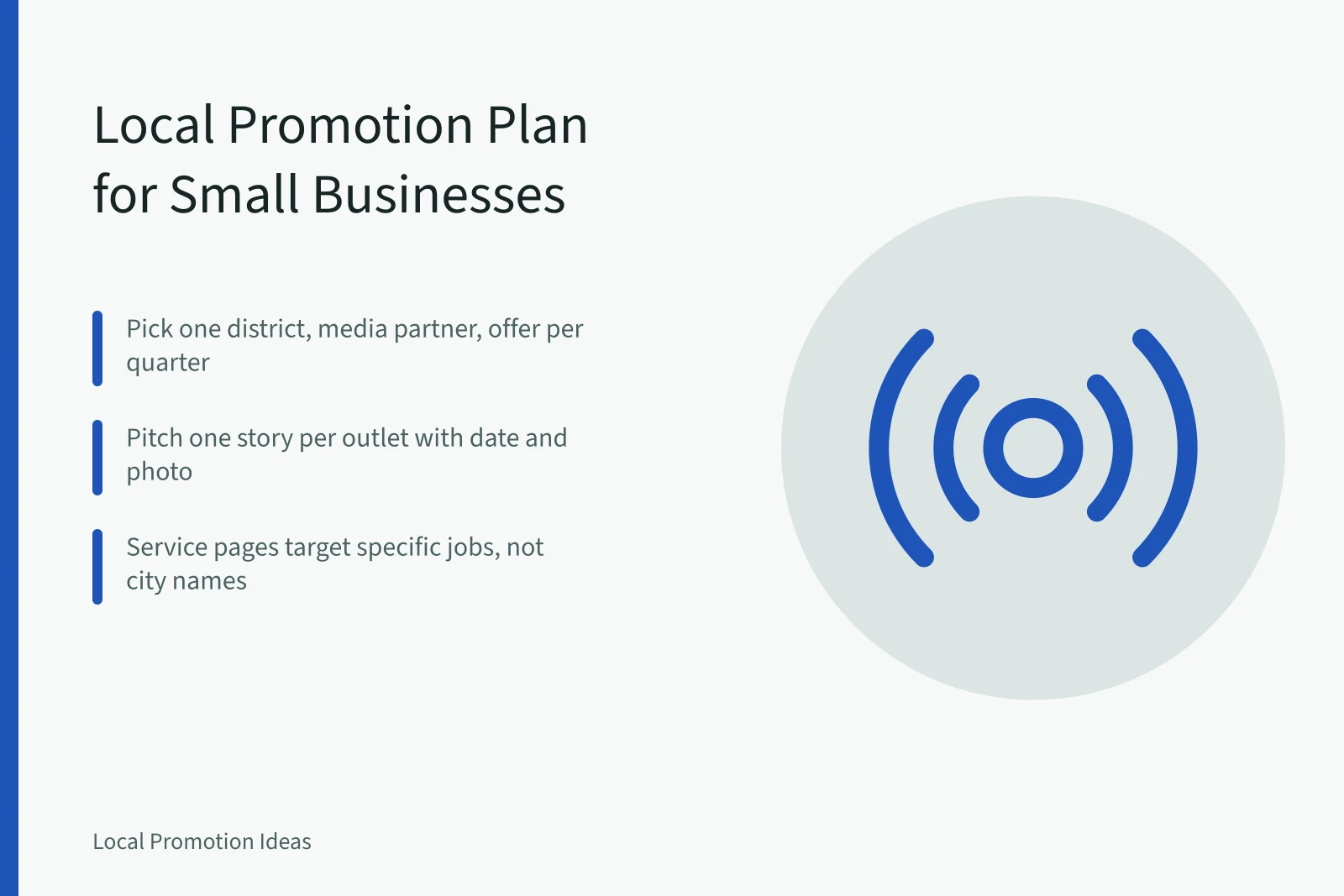 Quarterly local promotion plan for small businesses in mid-sized cities. Local promotion ideas for US small businesses in mid-sized cities