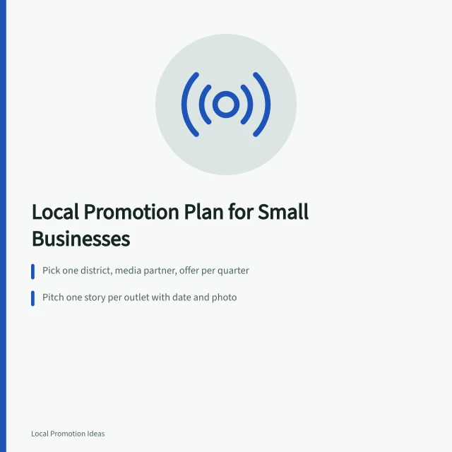 Quarterly local promotion plan for small businesses in mid-sized cities. Local promotion ideas for US small businesses in mid-sized cities