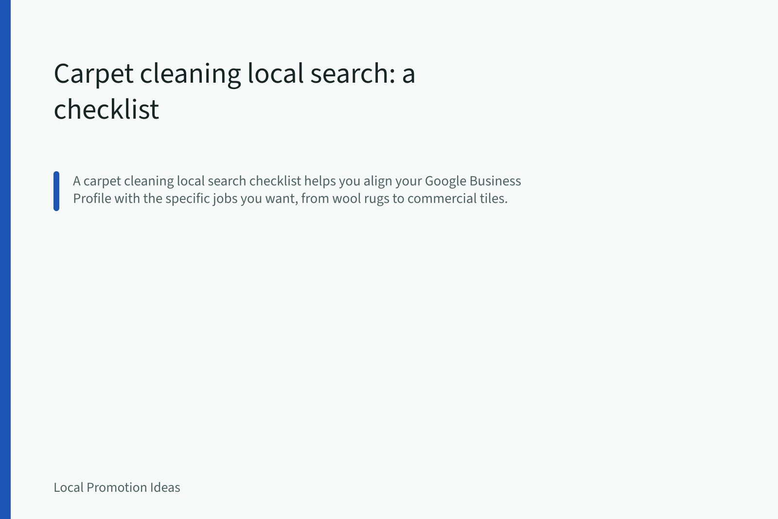 Carpet cleaning wand gliding over wool rug beside upholstery cleaning code tag. Carpet cleaning local search: a checklist