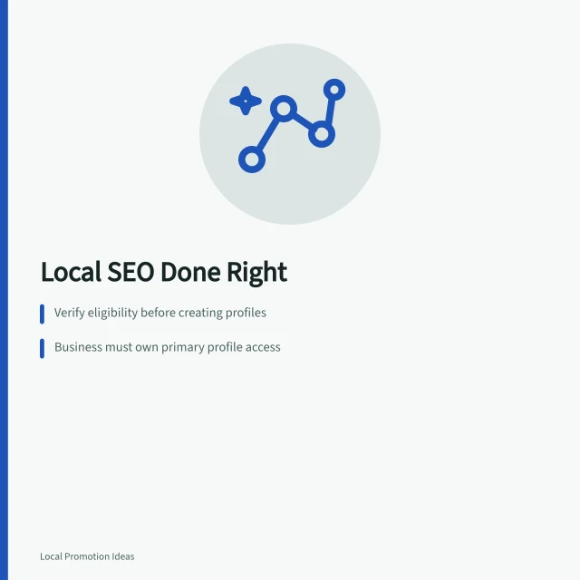 Local SEO card with eligibility, ownership, and real-world name steps. Getting Local SEO for Small Businesses Right the First Time