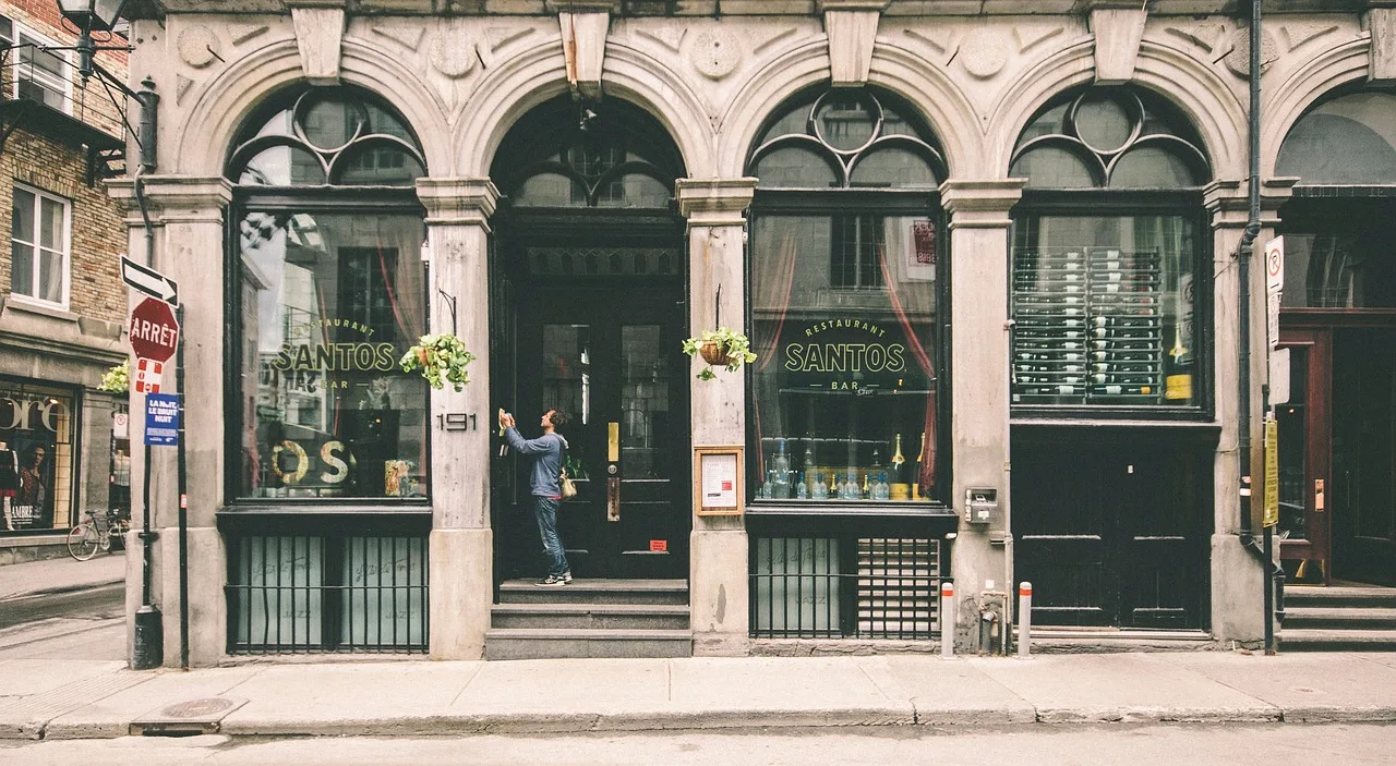 urban, montreal, downtown, streetscape, road, building, architecture, bar, restaurant, historic building, storefront, store, montreal, montreal, bar, restaurant, restaurant, restaurant, restaurant, restaurant, storefront, storefront, store, store. Quebec Language Laws for Small Business Promotion: A Checklist
