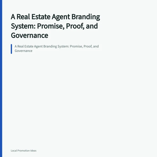 A Real Estate Agent Branding System: Promise, Proof, and Governance. A Real Estate Agent Branding System: Promise, Proof, and Governance