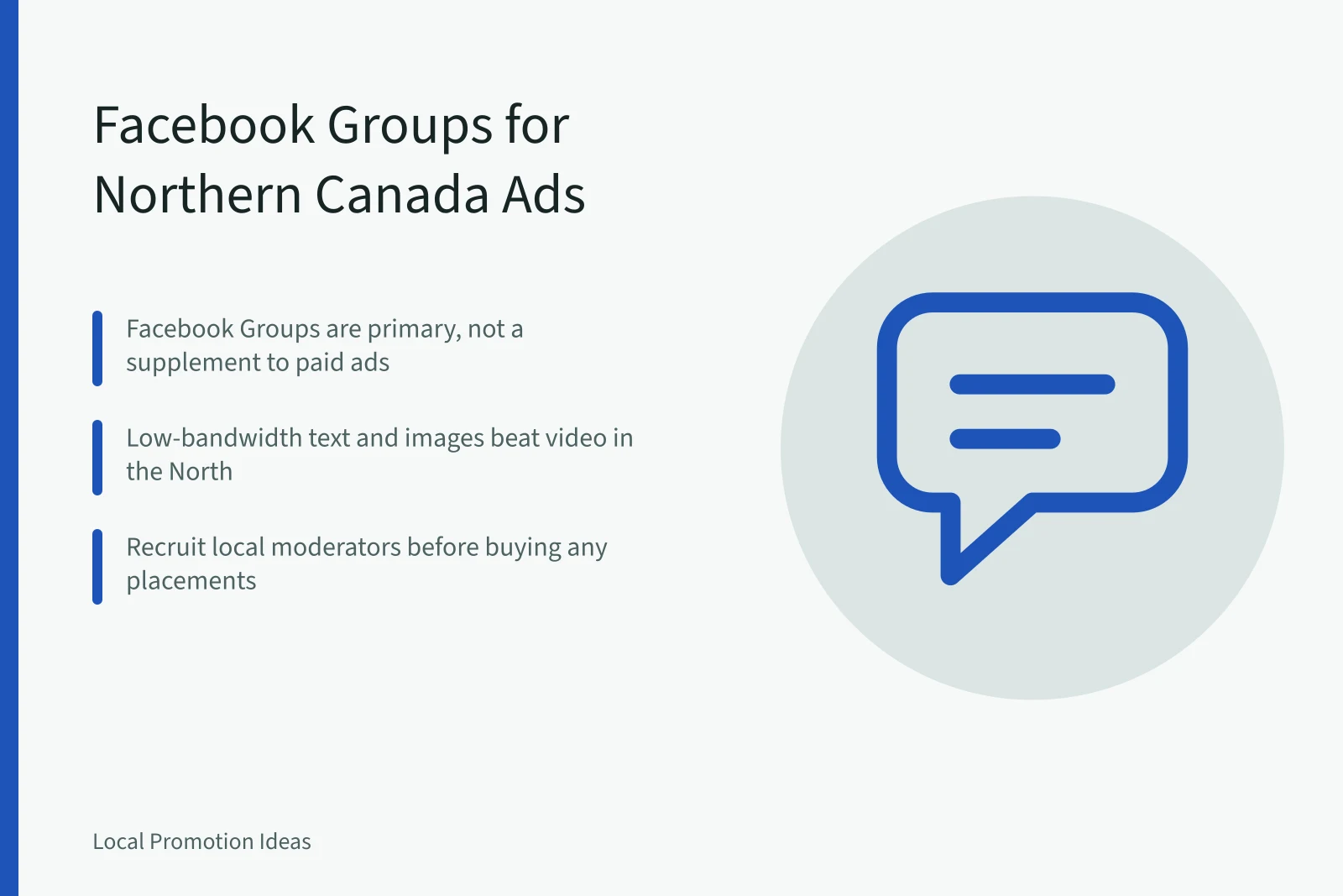 Card: Facebook Groups advertising strategy for rural and Northern Canada. Advertising to rural and Northern Canada with Facebook Groups