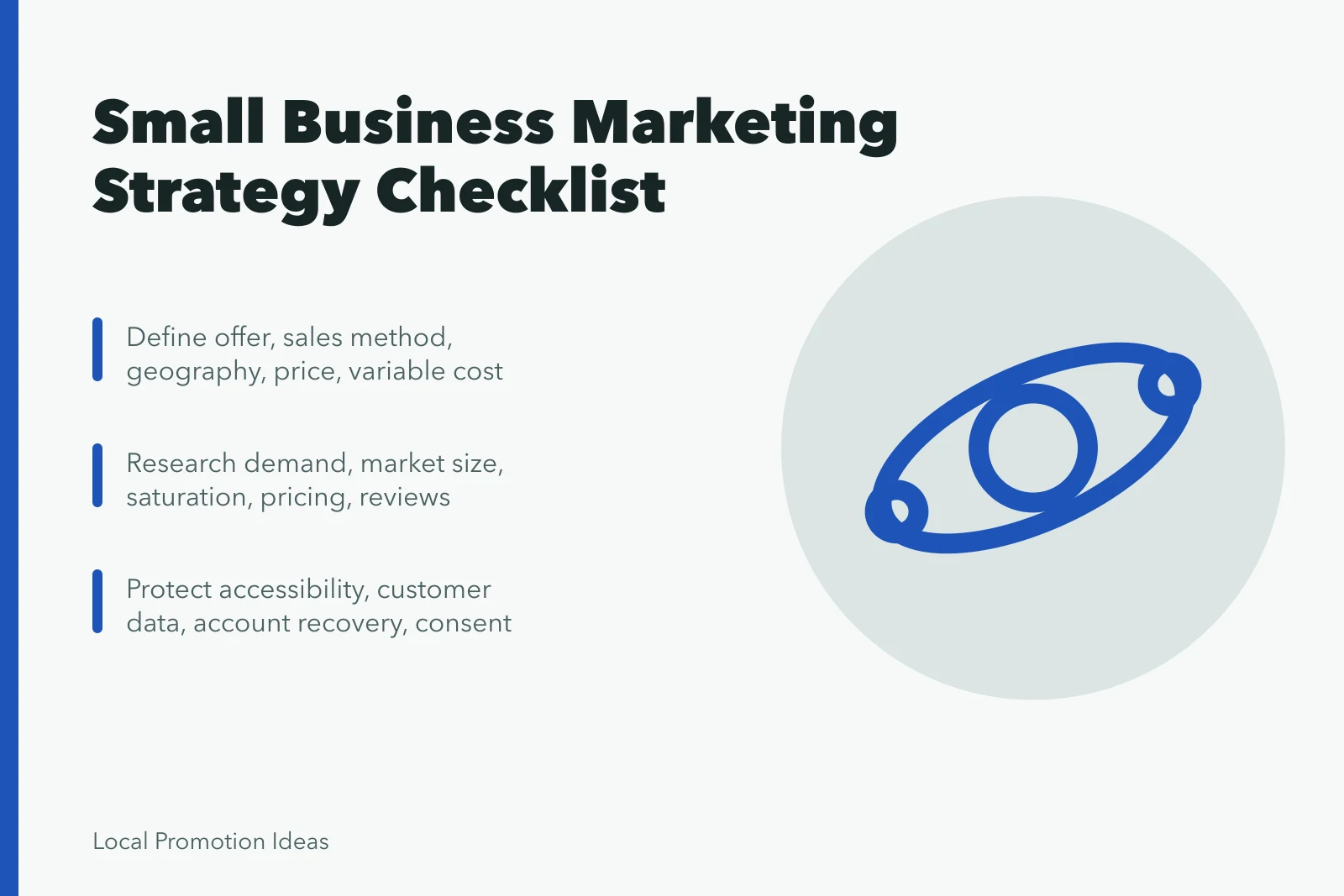 Checklist card for small business marketing strategy steps and safeguards. Small Business Marketing Strategy Checklist: Every Item, With the Reason Behind It