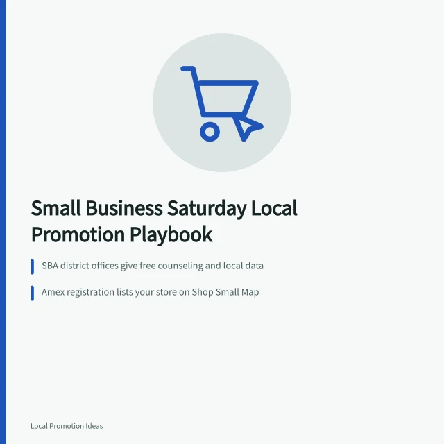 Small Business Saturday promotion playbook with SBA, Amex, and chamber tools. Small Business Saturday and the SBA, a national promotion playbook