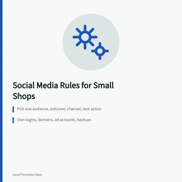 Card summarizing small business social media control and disclosure practices. Operating Principles for Small Business Social Media