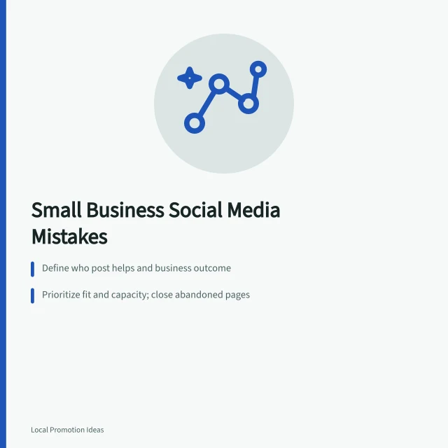 Card listing small business social media mistakes: ownership, access, and channel focus. Small Business Social Media Mistakes Seen From the Repair Side