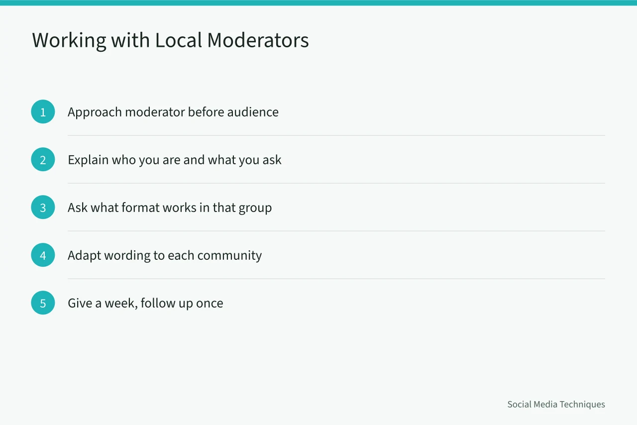 Five steps for approaching and working with local Facebook Group moderators (Advertising to rural and Northern Canada with Facebook Groups)
